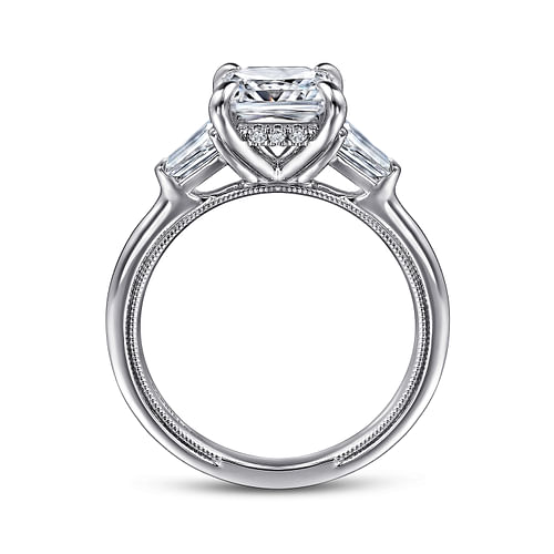 Johana - 14K White Gold Princess Cut Three Stone Diamond Engagement Ring - 0.37 ct - Shot 2