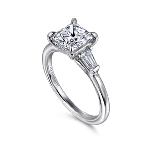 Johana - 14K White Gold Princess Cut Three Stone Diamond Engagement Ring