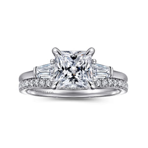 Johana - 14K White Gold Princess Cut Three Stone Diamond Engagement Ring