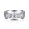 John - 14K White Gold 7mm - Hammered Station Men's Wedding Band