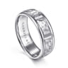 John - 14K White Gold 7mm - Hammered Station Men's Wedding Band