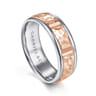 John - 14K White-Rose Gold 7mm - Hammered Station Men's Wedding Band