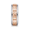 John - 14K White-Rose Gold 7mm - Hammered Station Men's Wedding Band