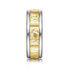 John - 14K White-Yellow Gold 7mm - Hammered Station Men's Wedding Band
