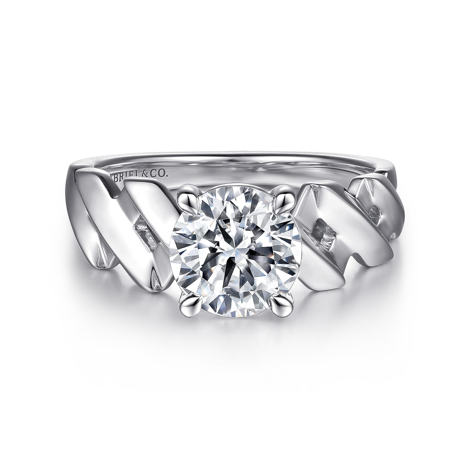 Joie - 14K White Gold Twisted Diamond Engagement Ring