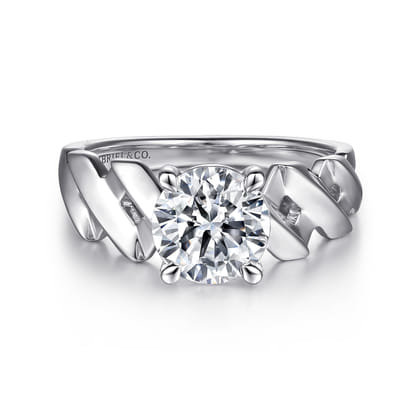 Joie - 14K White Gold Twisted Diamond Engagement Ring