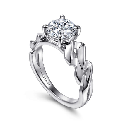 Joie - 14K White Gold Twisted Diamond Engagement Ring