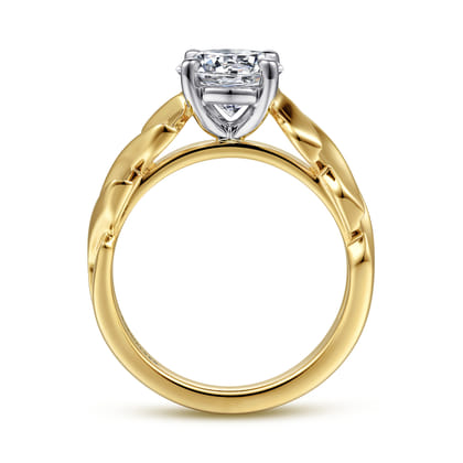 Joie - 14K White-Yellow Gold Twisted Diamond Engagement Ring