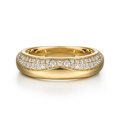 Jojo - 14K Yellow Gold Beads setting Diamond Anniversary Band