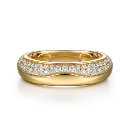 Jojo - 14K Yellow Gold Beads setting Diamond Anniversary Band