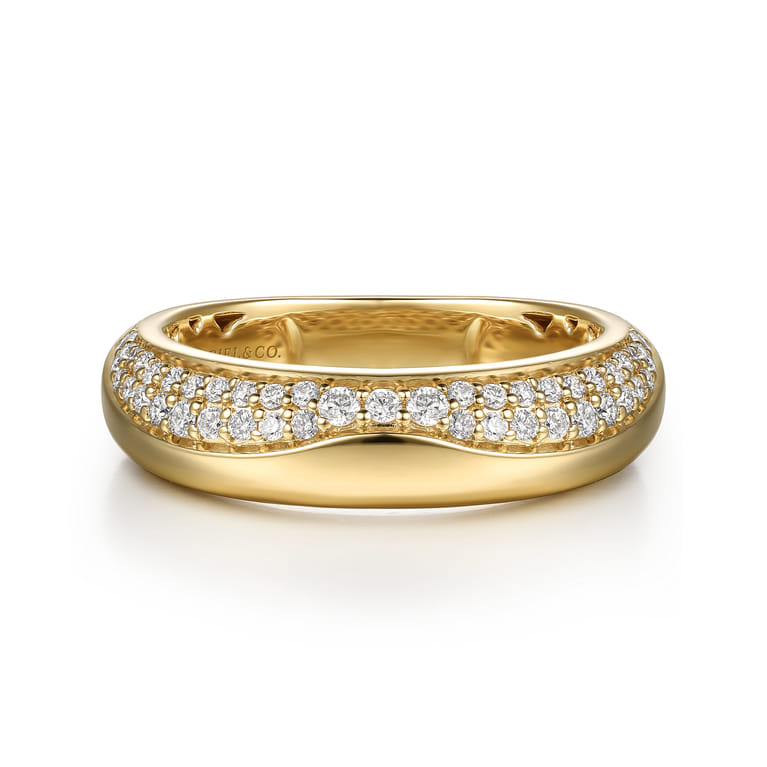 Straight Wedding Ring in 14k Yellow Gold with Round Natural Diamond at Gabriel & Co. - Shot 1