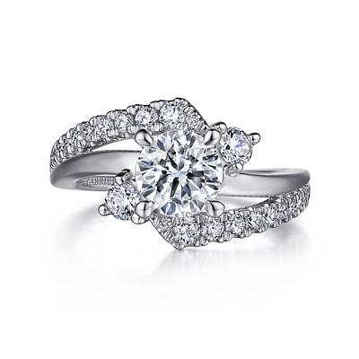 Jolie - 14K White Gold Bypass Round Diamond Engagement Ring