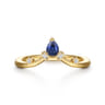 Curved Wedding Ring in 14k Yellow Gold with Pear Sapphire at Gabriel & Co.