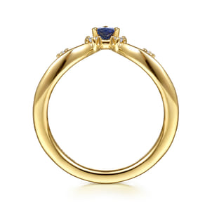Jolly - 14K Yellow Gold Prong Set Pear Sapphire and Round Diamond Anniversary Band