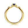 Curved Wedding Ring in 14k Yellow Gold with Pear Sapphire at Gabriel & Co.