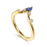 Curved Wedding Ring in 14k Yellow Gold with Pear Sapphire at Gabriel & Co.