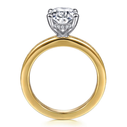 Jonah - 14K White-Yellow Gold Channel Set Baguette Oval Diamond Engagement Ring