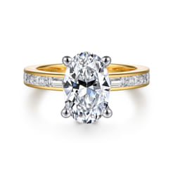 14K White-Yellow Gold Oval Diamond Engagement Ring
