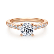 Jones - 14K Rose Gold Round Diamond Engagement Ring
