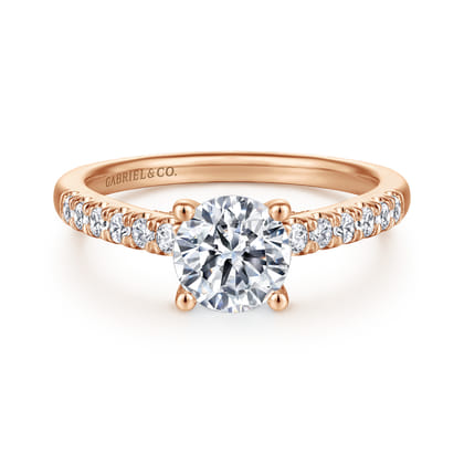 Jones - 14K Rose Gold Round Diamond Engagement Ring