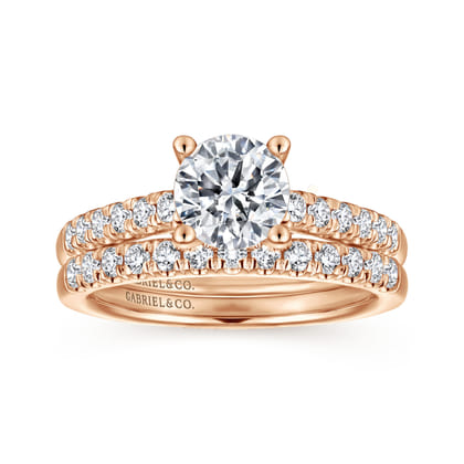 Jones - 14K Rose Gold Round Diamond Engagement Ring