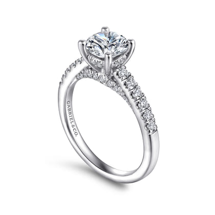 Jones - 14K White Gold Round Diamond Engagement Ring
