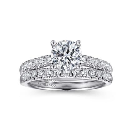 Jones - 14K White Gold Round Diamond Engagement Ring