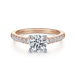 14K White-Rose Gold Round Diamond Engagement Ring