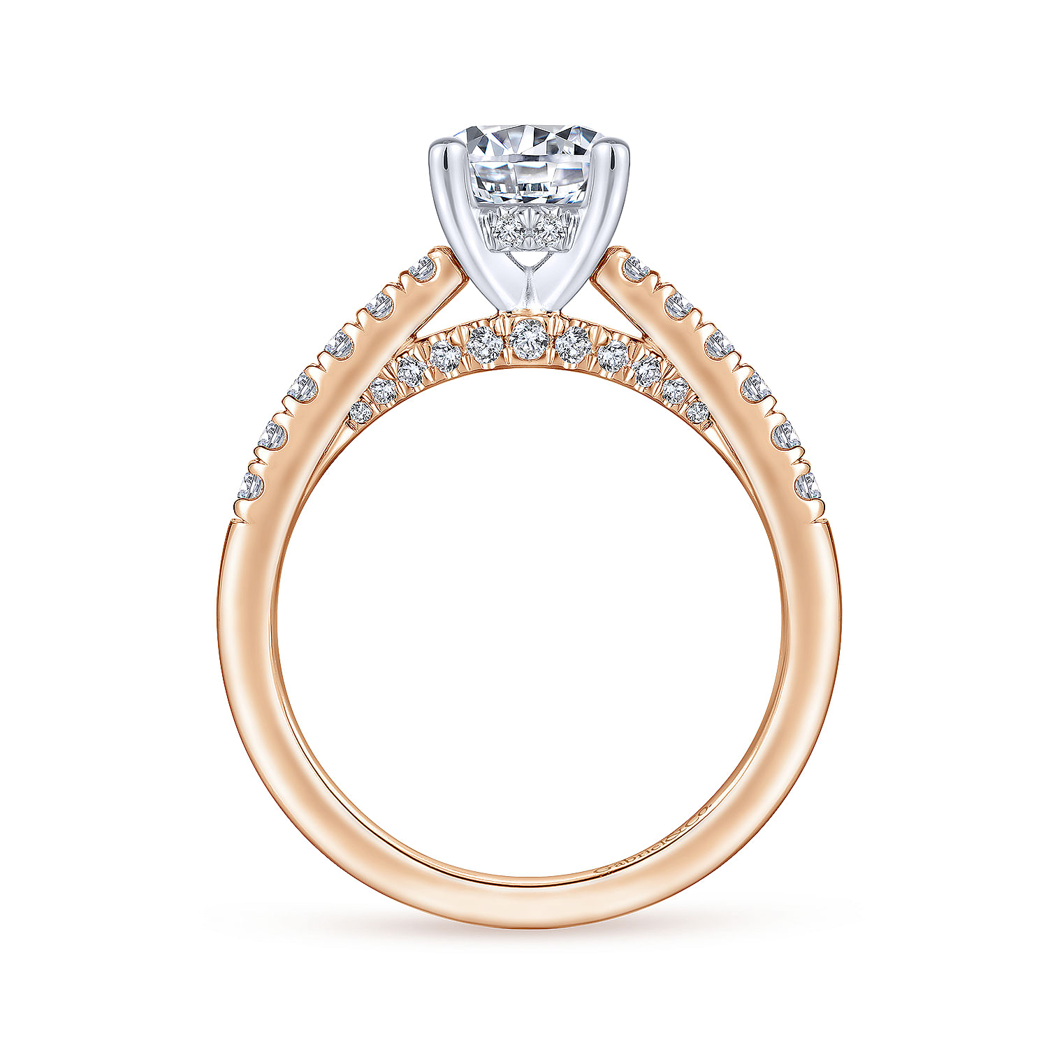Jones - 14K White-Rose Gold Round Diamond Engagement Ring - 0.4 ct - Shot 2