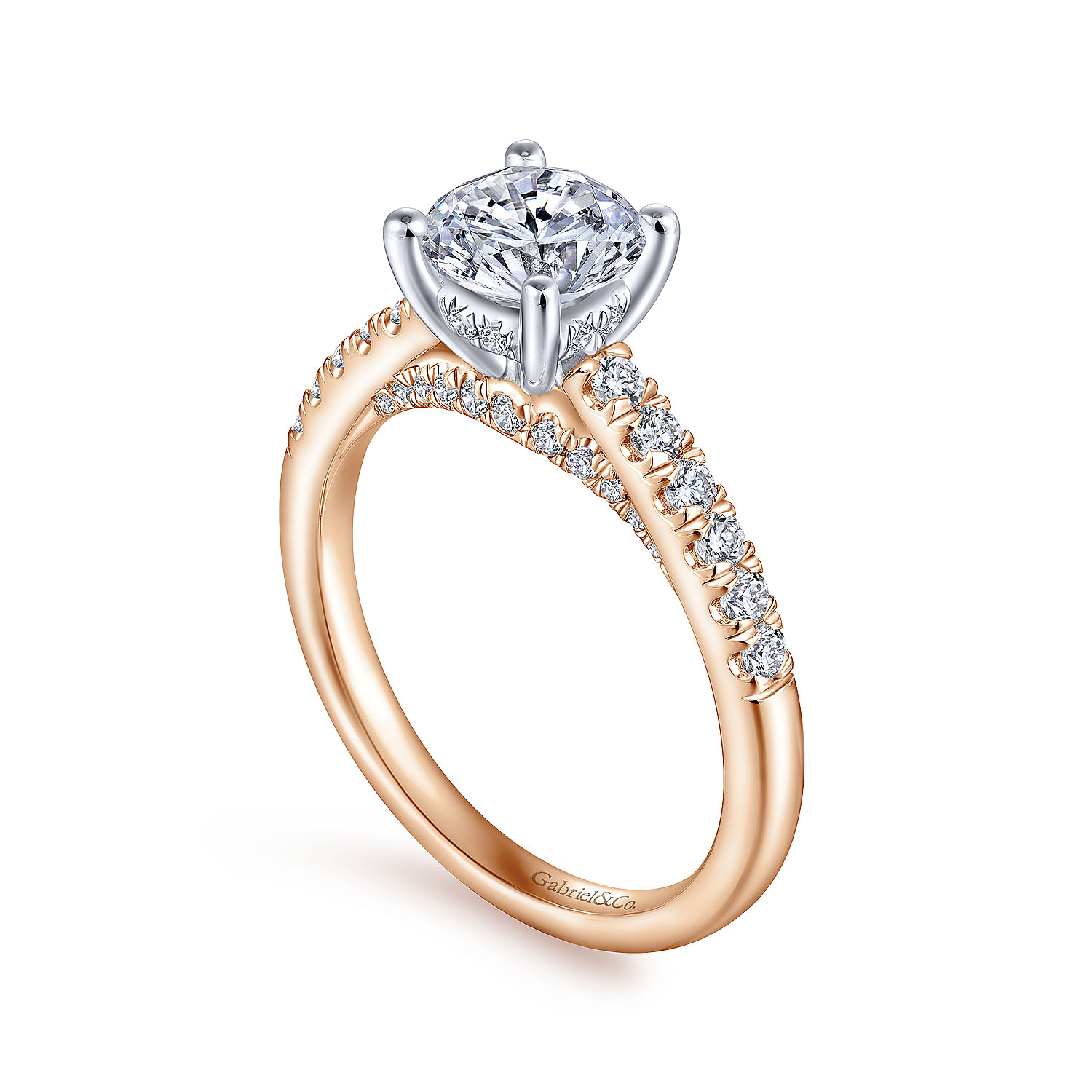 Jones - 14K White-Rose Gold Round Diamond Engagement Ring - 0.4 ct - Shot 3