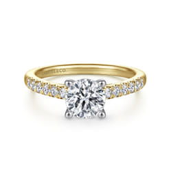 Jones - 14K White-Yellow Gold Round Diamond Engagement Ring