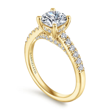 Jones - 14K Yellow Gold Round Diamond Engagement Ring