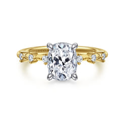 Joplin - 14K White-Yellow Gold Elongated Cushion Diamond Engagement Ring