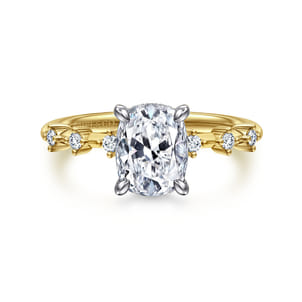 Joplin - 14K White-Yellow Gold Elongated Cushion Diamond Engagement Ring