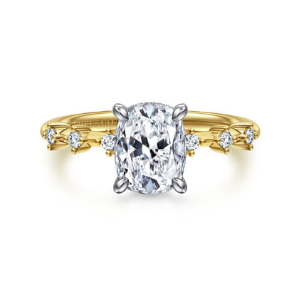 Joplin - 14K White-Yellow Gold Elongated Cushion Diamond Engagement Ring