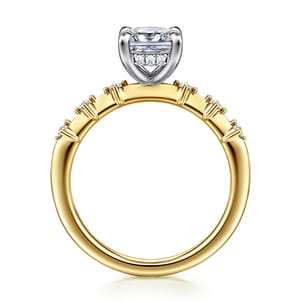 Joplin - 14K White-Yellow Gold Elongated Cushion Diamond Engagement Ring