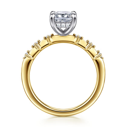 Joplin - 14K White-Yellow Gold Elongated Cushion Diamond Engagement Ring