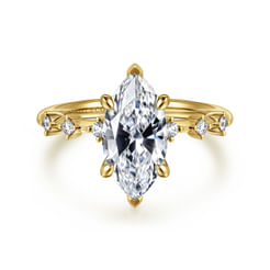 14K Yellow Gold Marquise Shape Diamond Engagement Ring