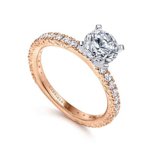Jordan - 14K White-Rose Gold Round Diamond Engagement Ring - 0.39 ct - Shot 3