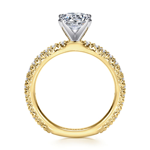 Jordan - 14K White-Yellow Gold Round Diamond Engagement Ring - 0.39 ct - Shot 2