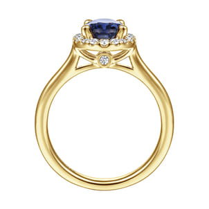 Jordana - 14K Yellow Gold Oval Halo Sapphire and Diamond Engagement Ring