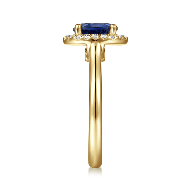 Jordana - 14K Yellow Gold Oval Halo Sapphire and Diamond Engagement Ring