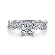 Josefina - 14K White Gold Twisted Cushion Cut Diamond Engagement Ring