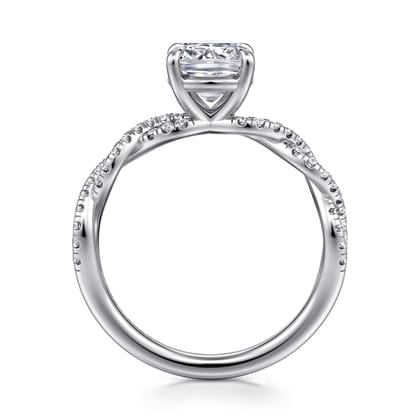 Josefina - 14K White Gold Twisted Cushion Cut Diamond Engagement Ring