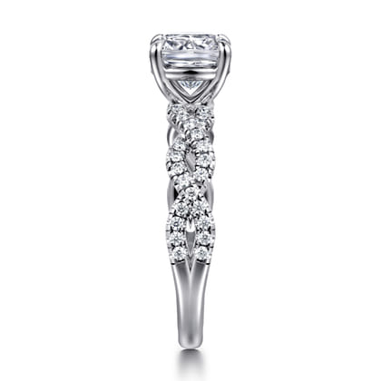 Josefina - 14K White Gold Twisted Cushion Cut Diamond Engagement Ring
