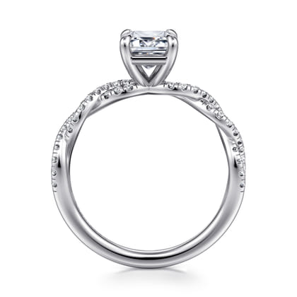 Josefina - 14K White Gold Twisted Emerald Cut Diamond Engagement Ring