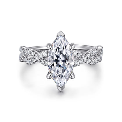 Josefina - 14K White Gold Twisted Marquise Shape Diamond Engagement Ring