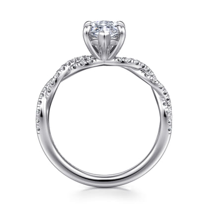 Josefina - 14K White Gold Twisted Marquise Shape Diamond Engagement Ring