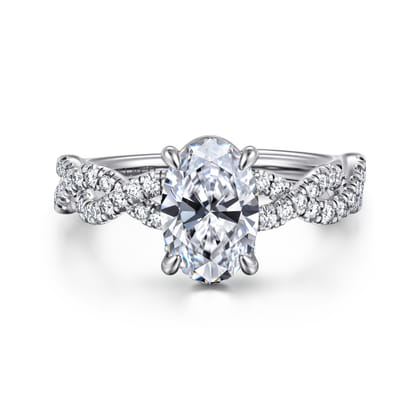 Josefina - 14K White Gold Twisted Oval Diamond Engagement Ring