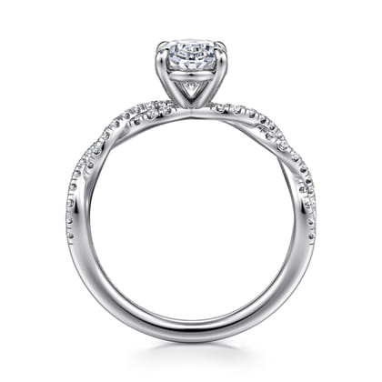Josefina - 14K White Gold Twisted Oval Diamond Engagement Ring